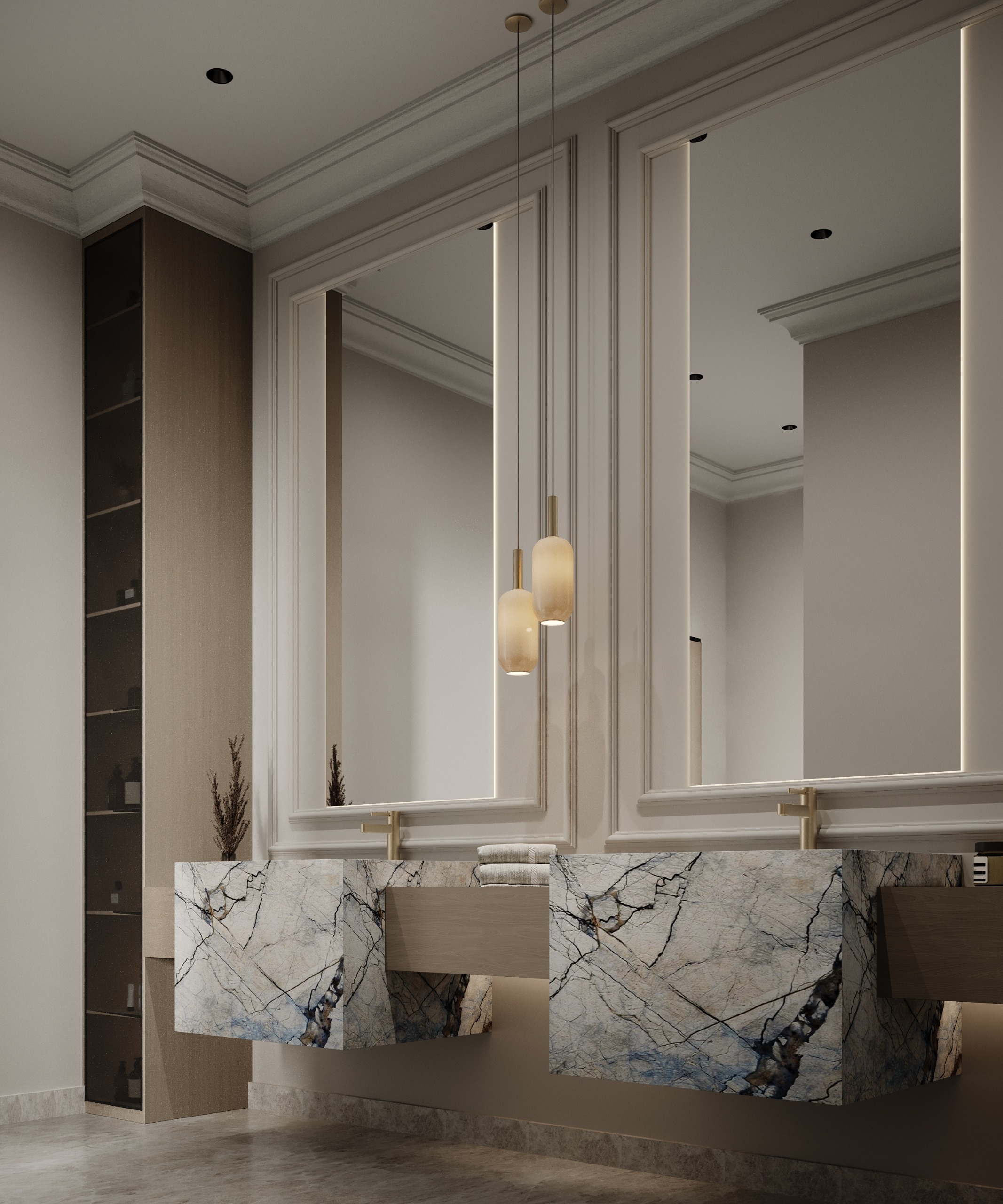 ديكور جدران المجلس النسائي مع دمج الإضاءة غير المباشرة والمنسوجات الراقية إيماج جروب