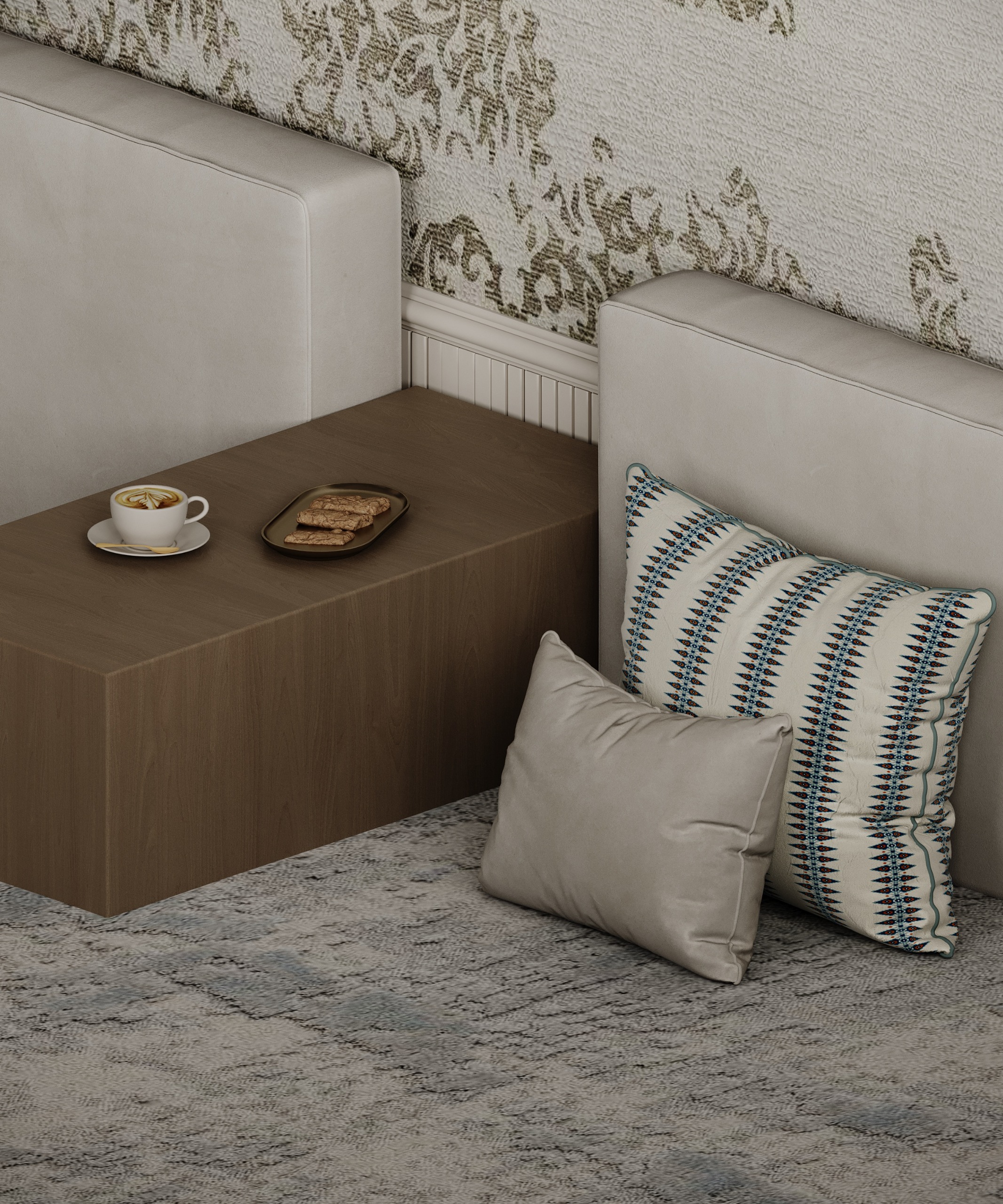 زاوية لاستقبال الضيوف في المجلس النسائي بلمسات فنية دافئة تصميم إيماج جروب