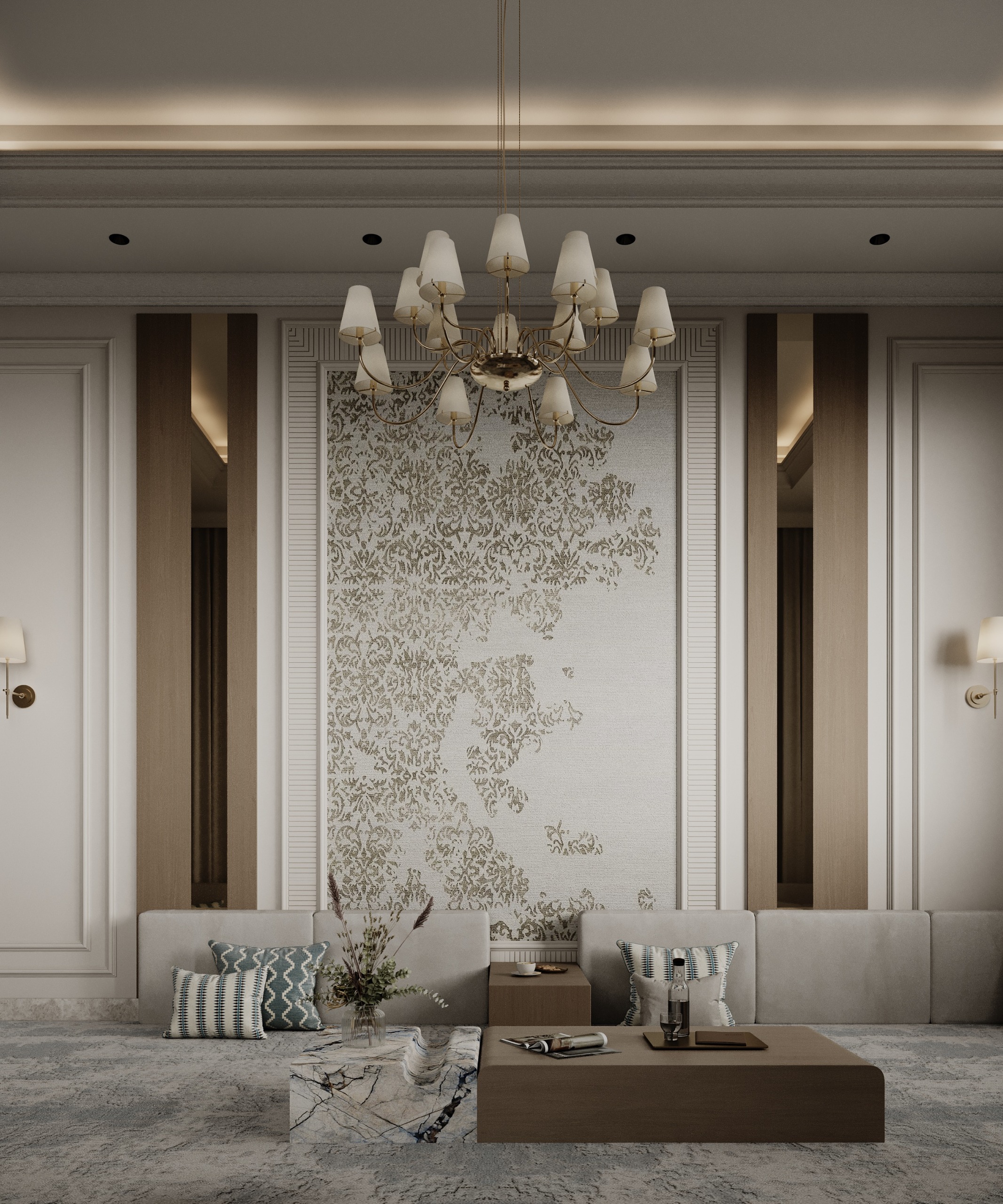 تناغم الأثاث المخملي مع الديكورات المودرن في مجلس النساء من إيماج جروب