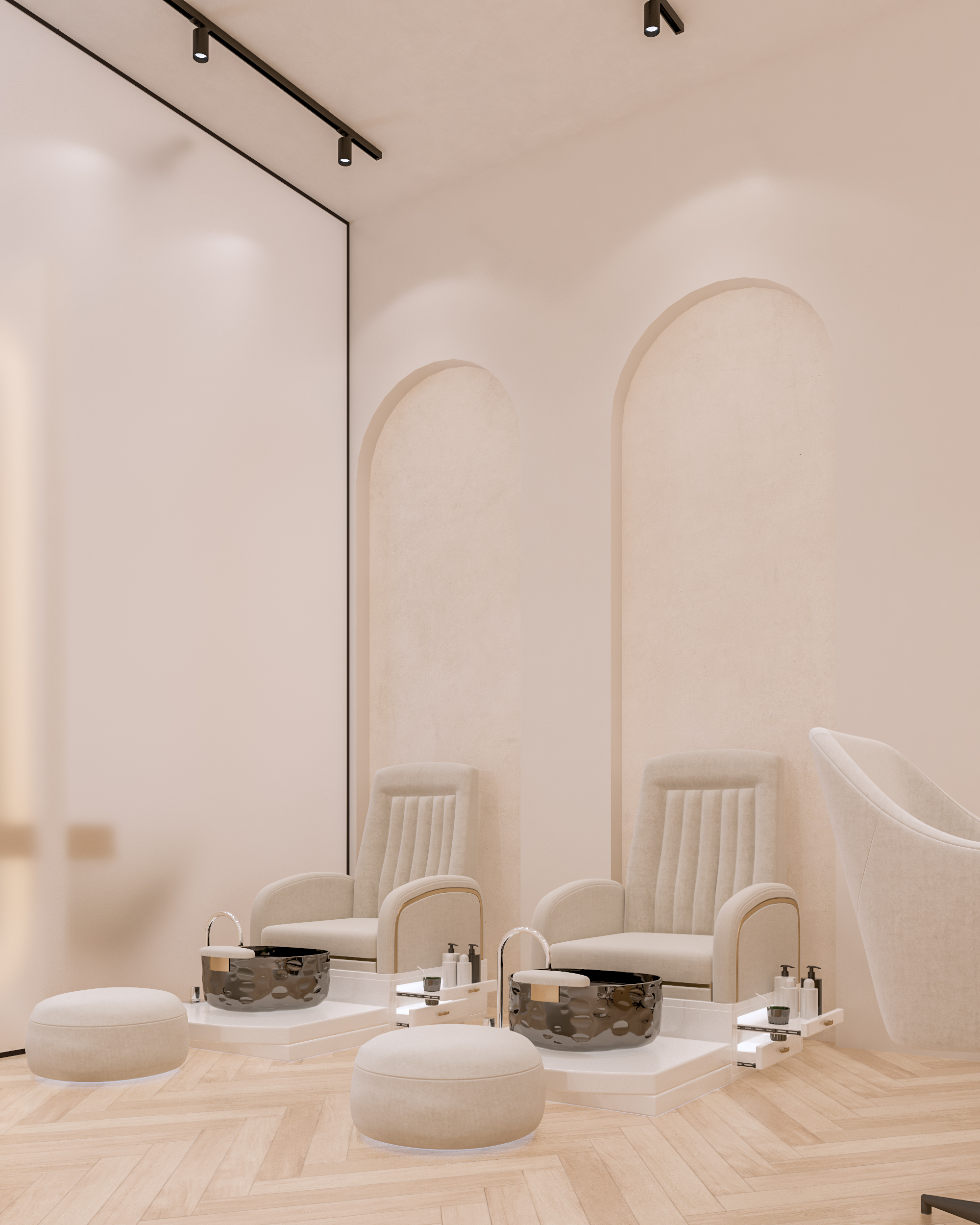 ركن الباديكير الفاخر بأقواس جدارية وتجهيزات حديثة - تصميم وتنفيذ إيماج جروب