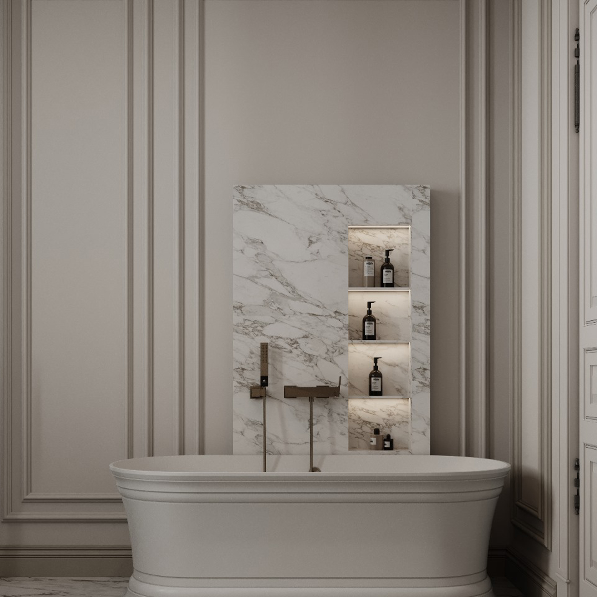 دقة تنفيذ أعمال الرخام والبورسلان في الحمامات العصرية - إيماج جروب