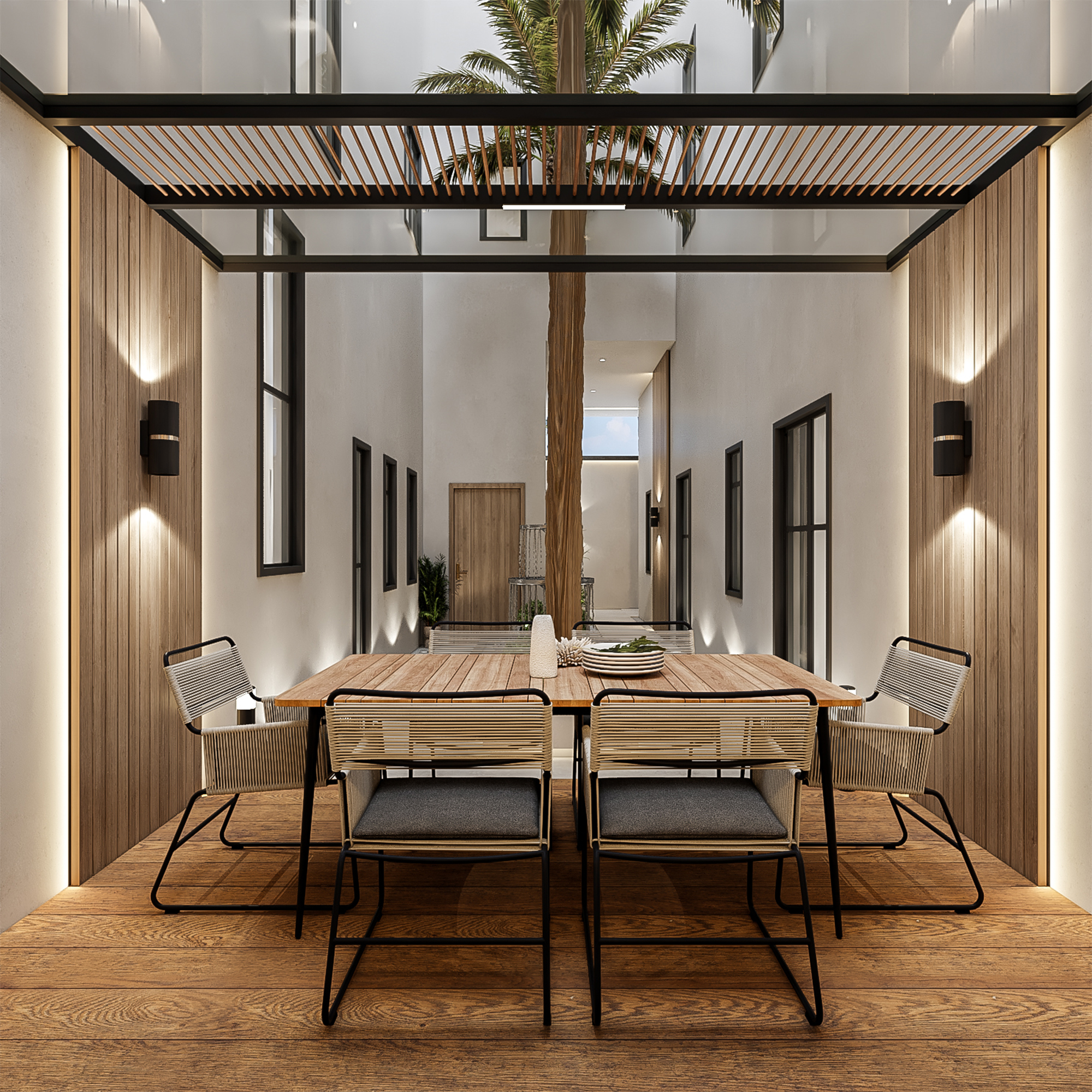 تفاصيل لاندسكيب مائي مع جدار من الحجر الطبيعي الأسود بتنفيذ إيماج جروب